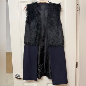 Black and Navy Faux Fur Vest